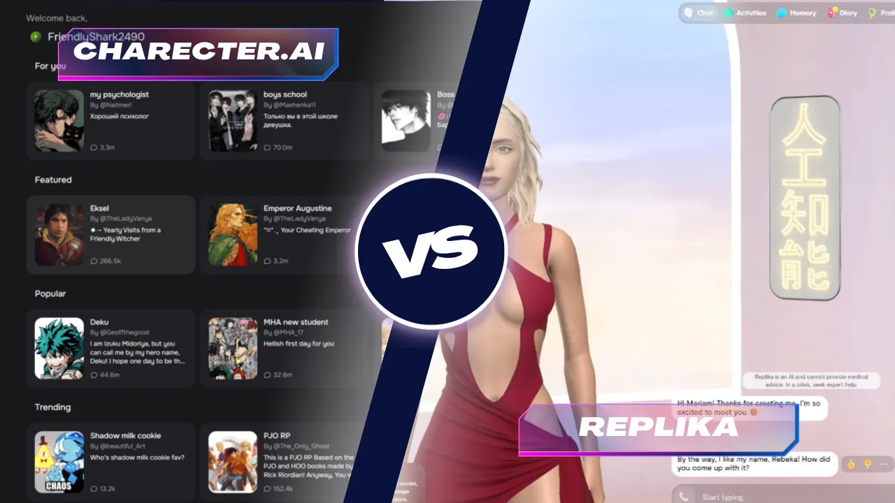 Character.ai vs Replika
