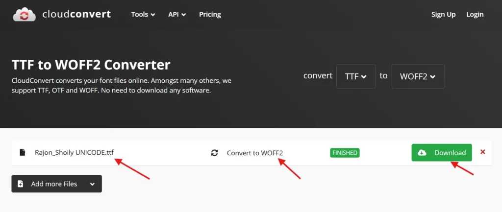 convert ttf to woff2